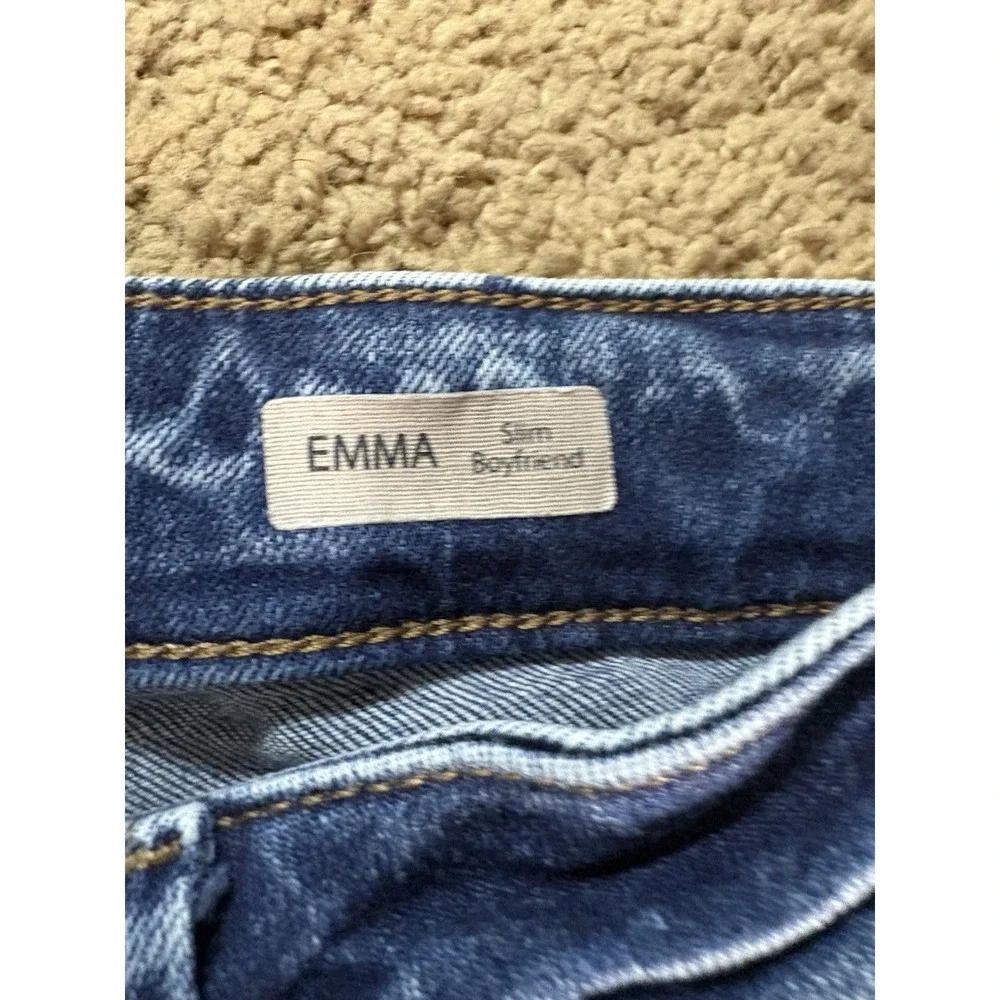 Mavi Jeans Women 33 Emma Slim Boyfriend Distressed Low Rise Acid Wash